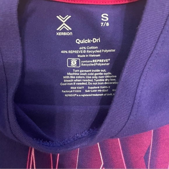 Xersion Purple and Pink Next Level V Neck Short Sleeve Shirt Size S - Picture 4 of 5